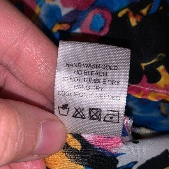 Lovers and Friends Womens Blouse Top Shirt Bright Colorful Hi Low Silky Small - Picture 13 of 13